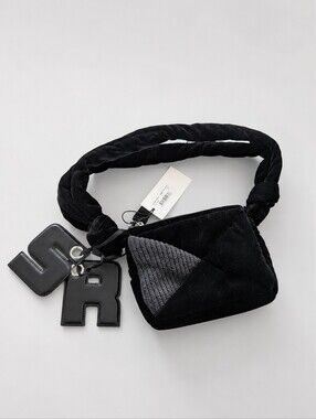 Rare NWT Sonia Rykiel Black Camera Velvet Logo Mini Bag